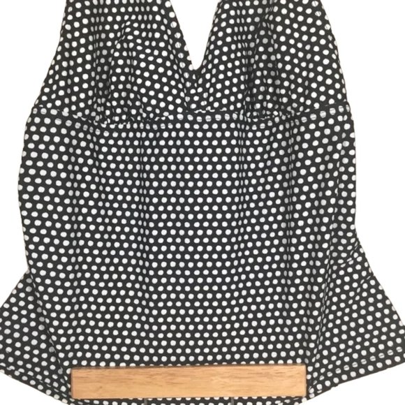 Catalina Tankini Black White Polka Dot Tie Halter V-Neck Classic Timeless M 8-10 - Picture 2 of 8